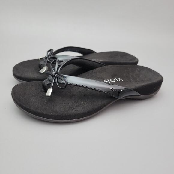 Vionic Bella II Black Thong Bow Slide Flip Flop Sandals Comfort Womens Size 6 - Picture 1 of 7